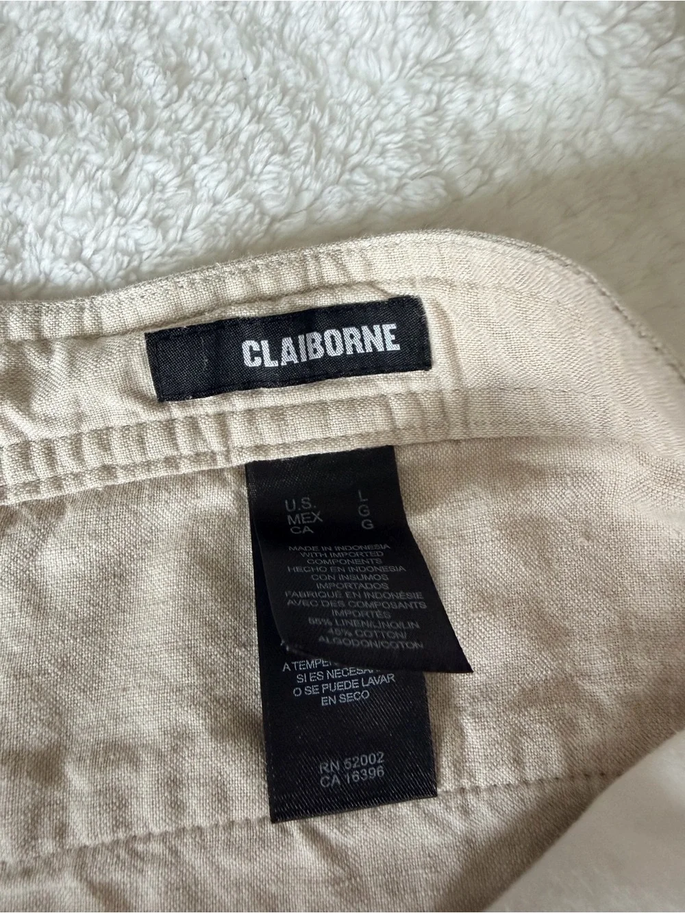 Claiborne Beige Drawstring Wide-Leg Chinos